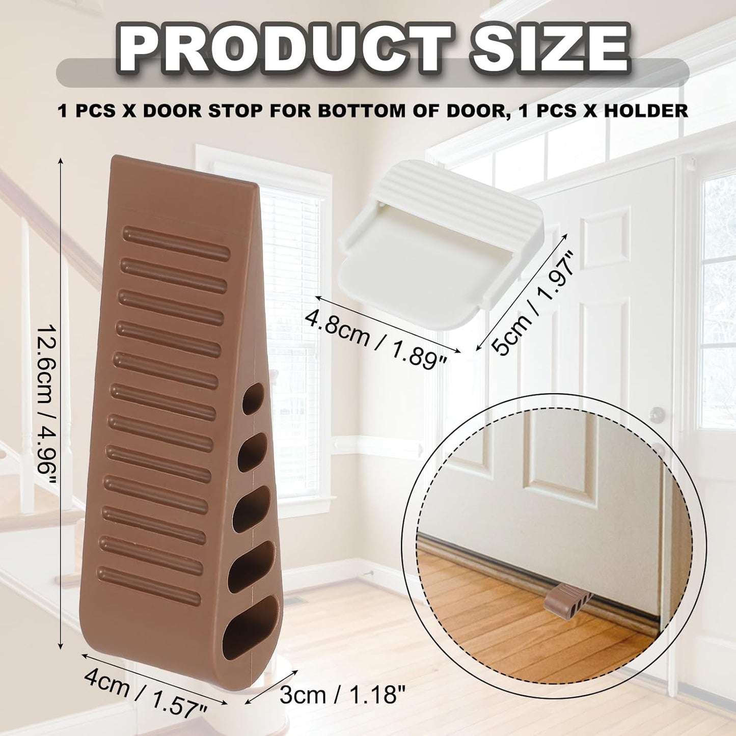 PATIKIL Rubber Door Stoppers for Bottom of Door, Door Wedge Stopper with Holder Sturdy Stackable