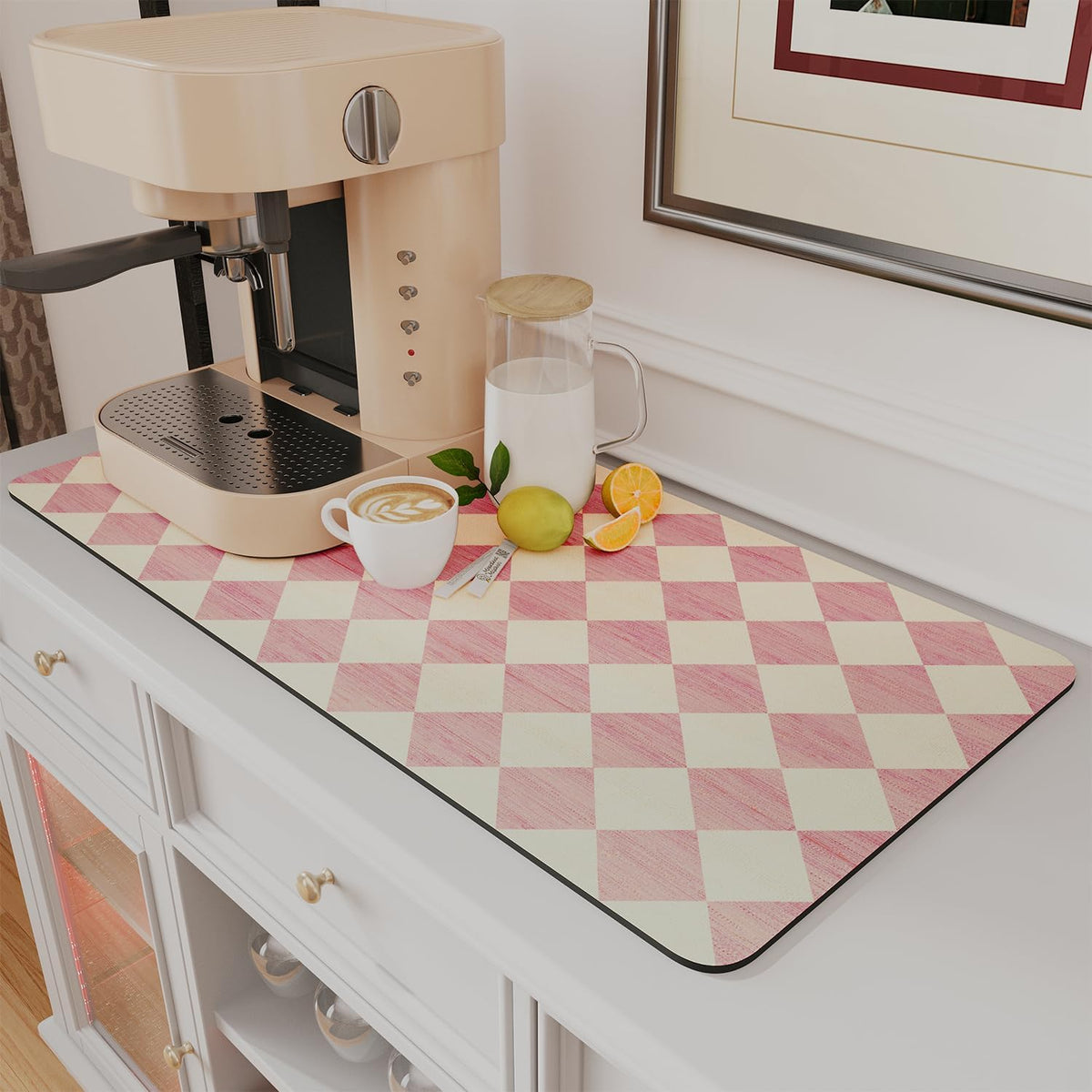 AMOAMI Coffee Mat Hide Stain Rubber Backed Absorbent Dish Drying Mat for Kitchen Counter - Fits