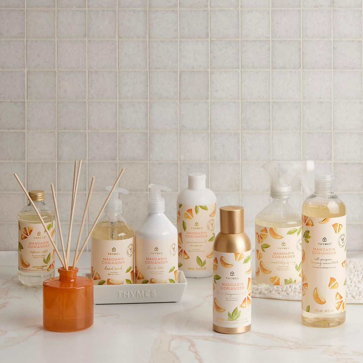 Thymes Mandarin Coriander Reed Diffuser Oil - Room Fragrance Oil - Flameless Home Fragrance7.75 Fl