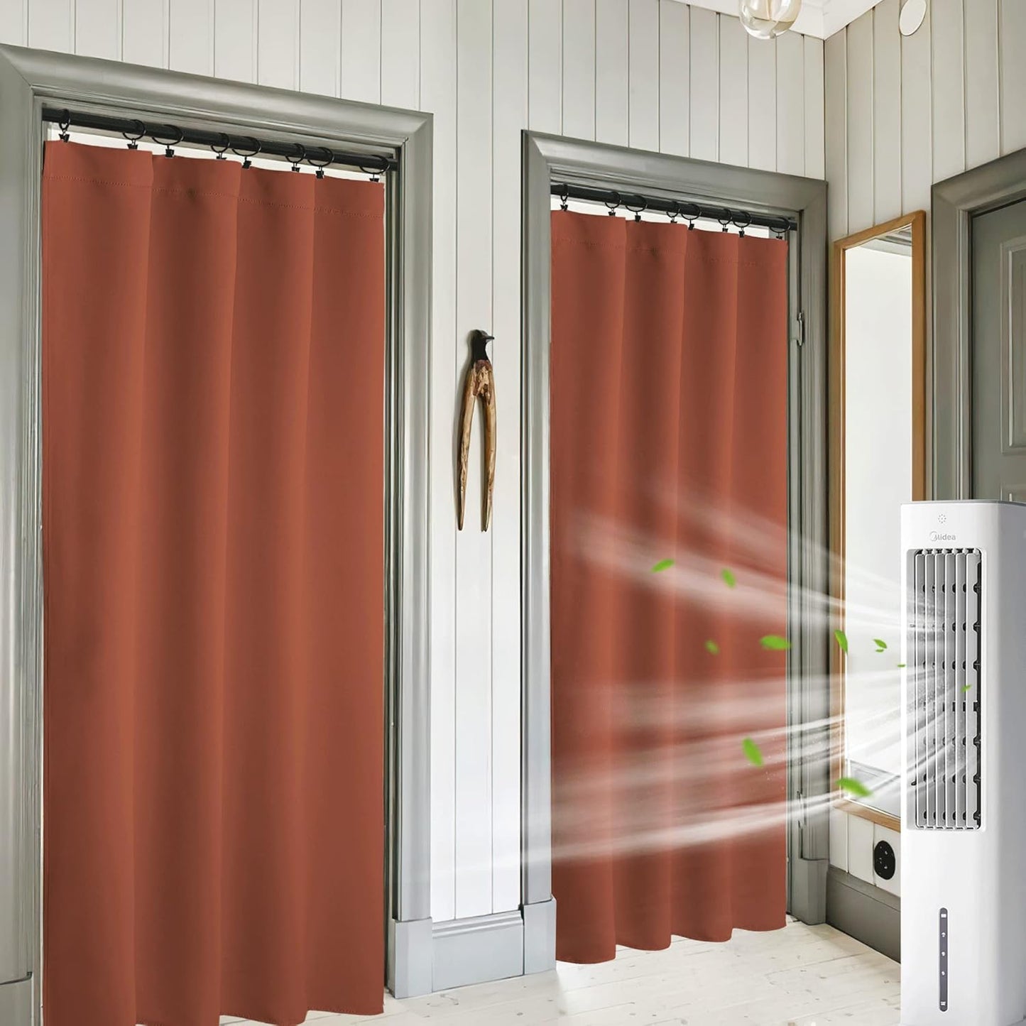 RYB HOME Orange Window Curtains 84 inches Length, Energy Efficient Rod Pocket Drapes Privacy Covers
