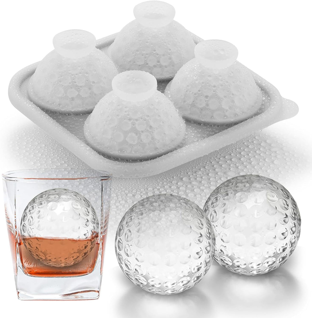 Nax Caki 3D Golf Ice Cube Tray, Large Golf Silicone Fun Shapes Whiskey Ice Mold with Funnel for