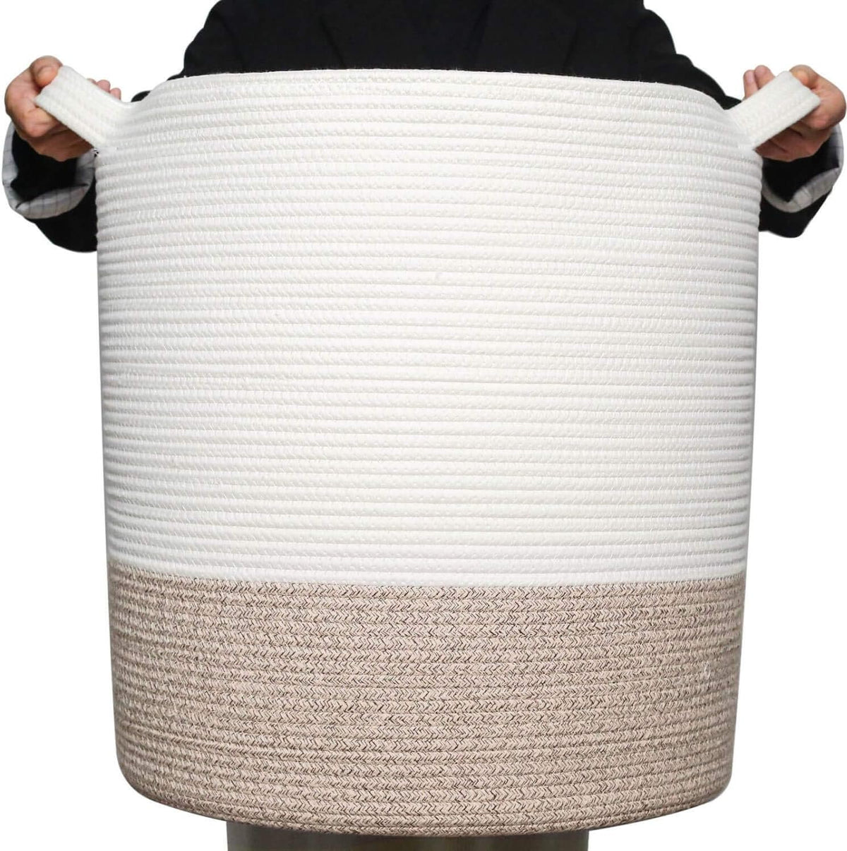 MINTWOOD Design 83L Extra Large 20x18 Inches Decorative Woven Cotton Rope Basket, Tall Laundry