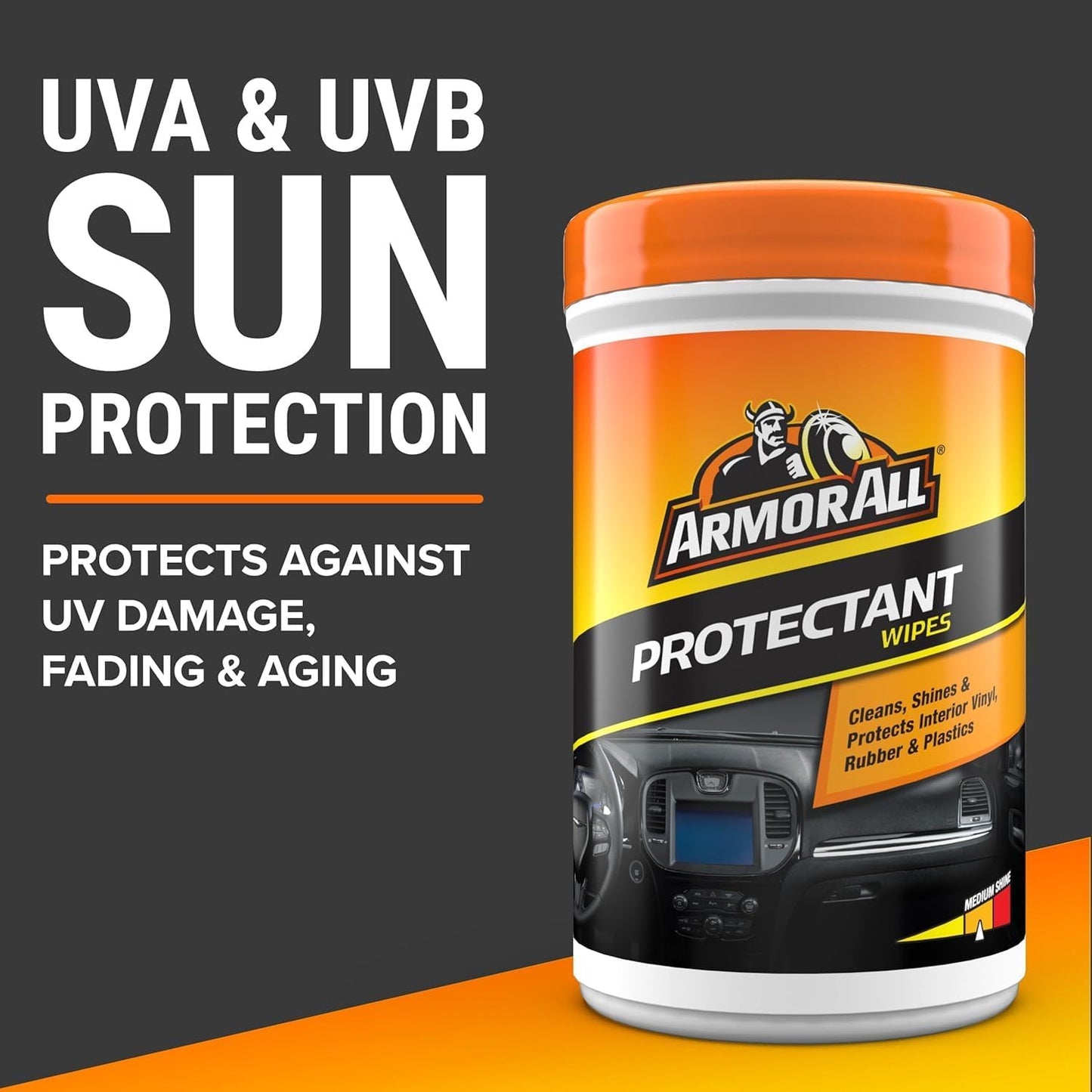 Armor All Car Interior Protectant Wipes, 90 Count Canister, UV Protectant for Vinyl, Rubber
