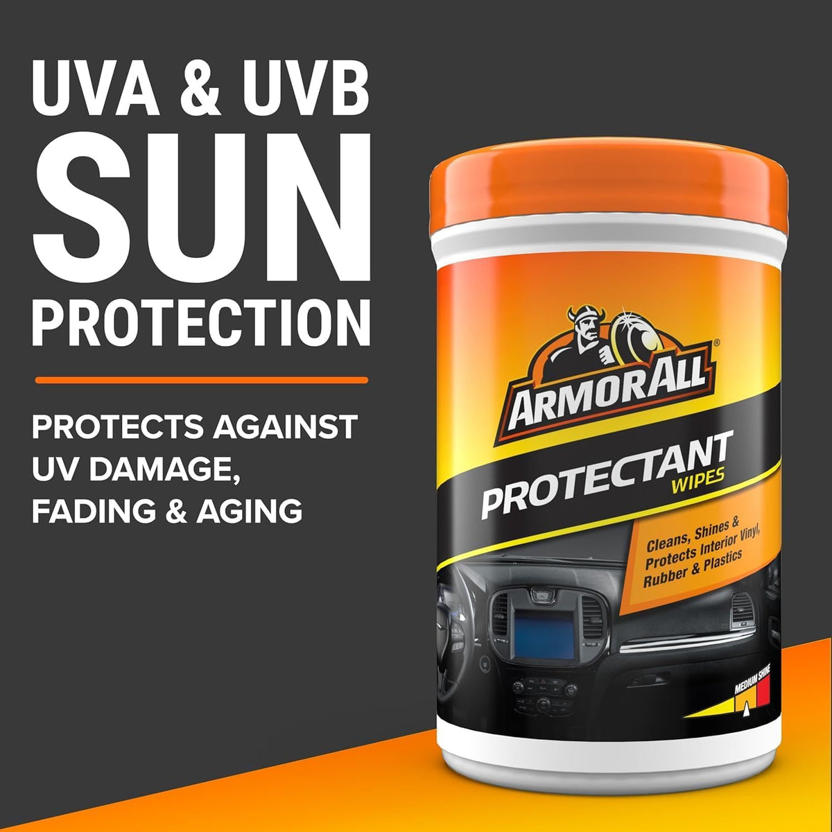 Armor All Car Interior Protectant Wipes, 90 Count Canister, UV Protectant for Vinyl, Rubber