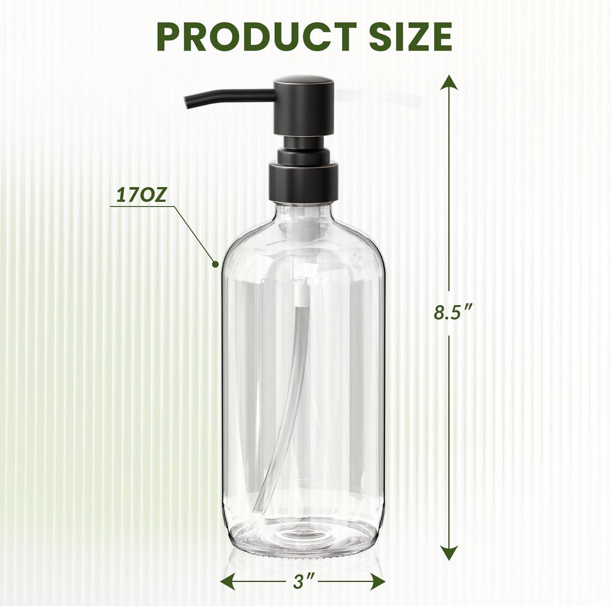 AmazerBath Glass Soap Dispenser, 2-Pack Clear Glass Soap Dispenser with Pump Bronze Rustproof, 17