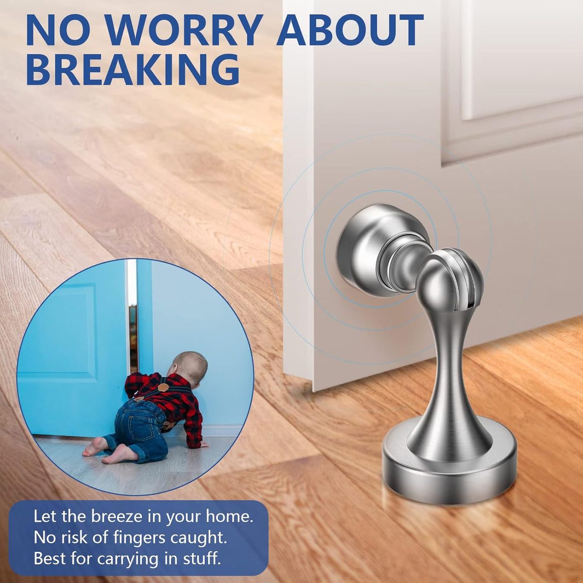 Magnetic Door Stop Stainless Steel，Door Stopper, Heavy Duty for Various Door Types, Keep Your Door