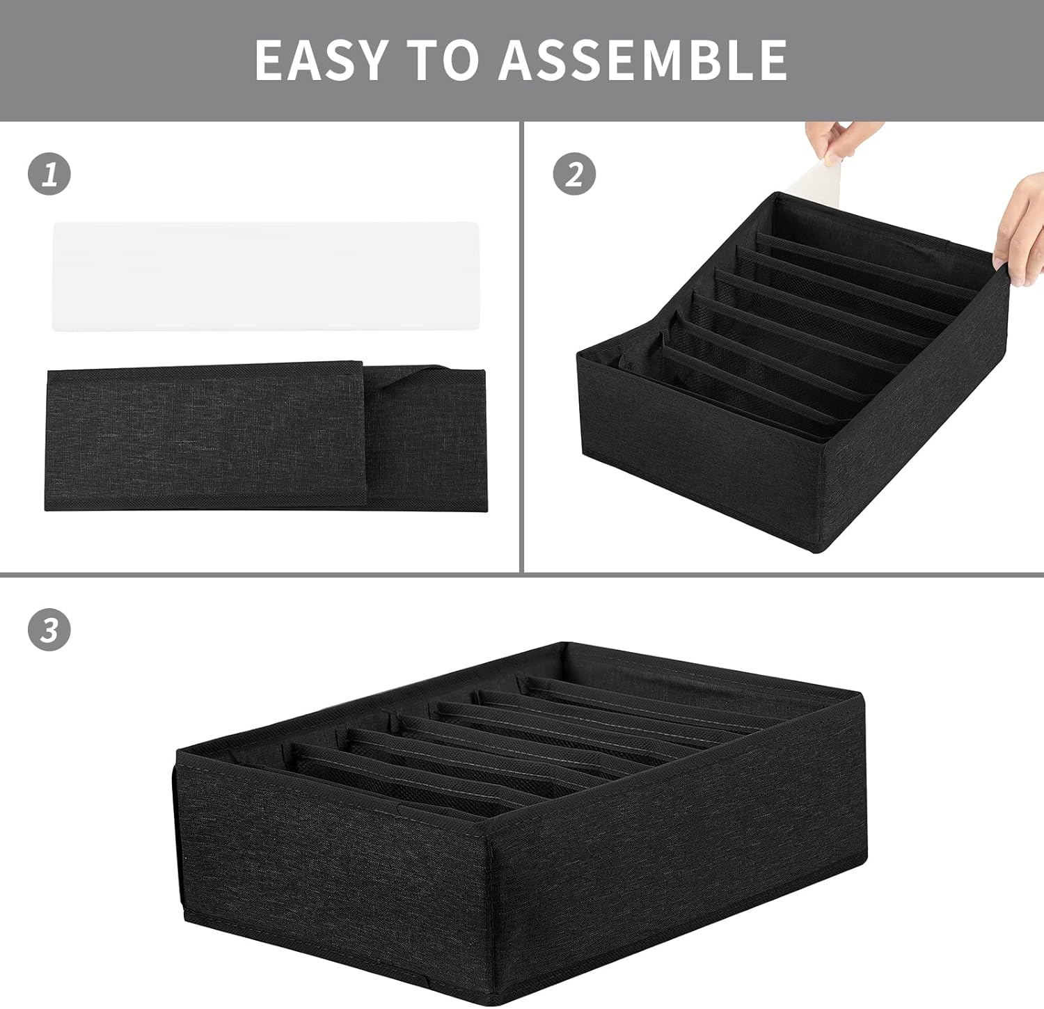 Qozary 4 Pack Drawer Organizers for Clothing, 8 Grids Foldable Closet Organizers and Storage Bins
