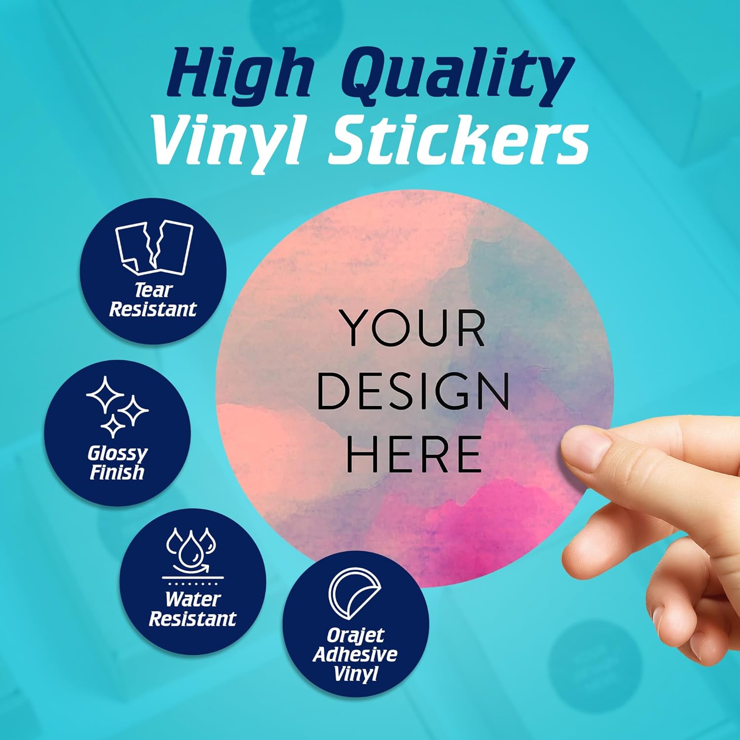 100 Custom Vinyl Stickers - Upload Your own Image, Text, Design, Logo - Personalized Logo Labels