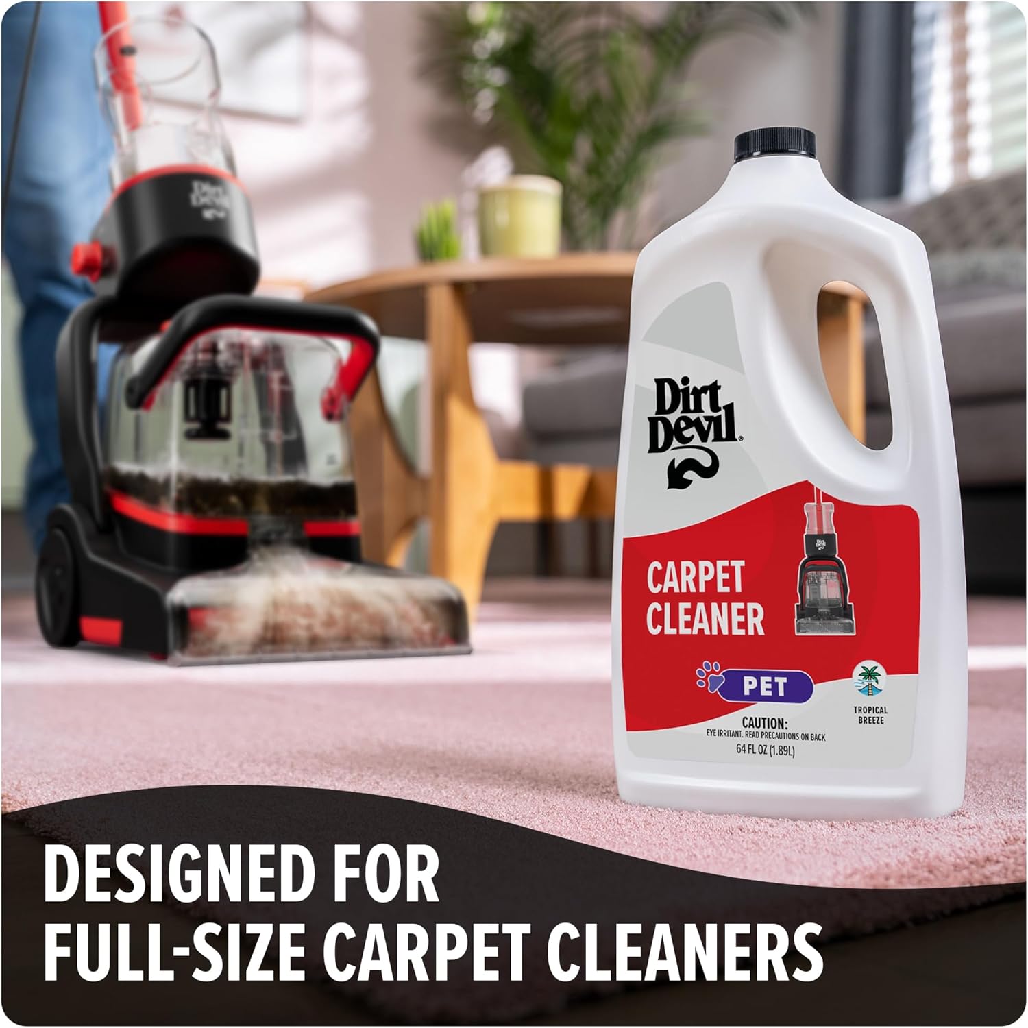 Dirt Devil Pet Carpet Cleaner Solution, 64 oz., Tropical Breeze Scent, Carpet Shampoo Solution