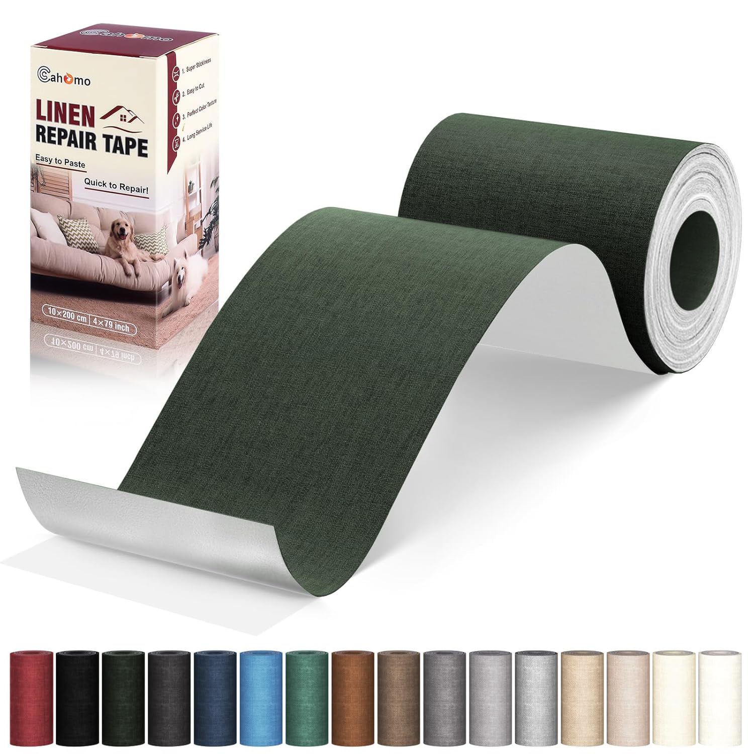 Linen Repair Tape 4x79 inch, Self Adhesive Fabric Patches, Linen Patch Tape Kit, Fabric Repair Tape