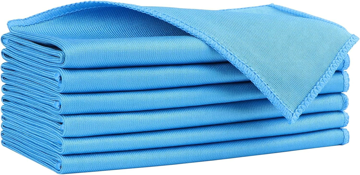 HOMEXCEL Microfiber Glass Cleaning Cloths 6 PK, Lint Free Streak Free, Reusable Microfiber Cleaning