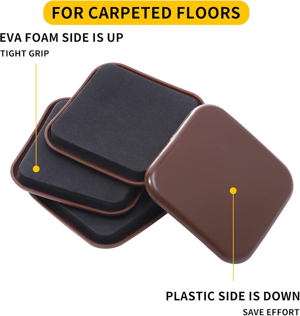 new space 3 Inch Furniture Sliders, 12pcs Sliders for Moving Furniture, Heavy-Duty Furniture Movers