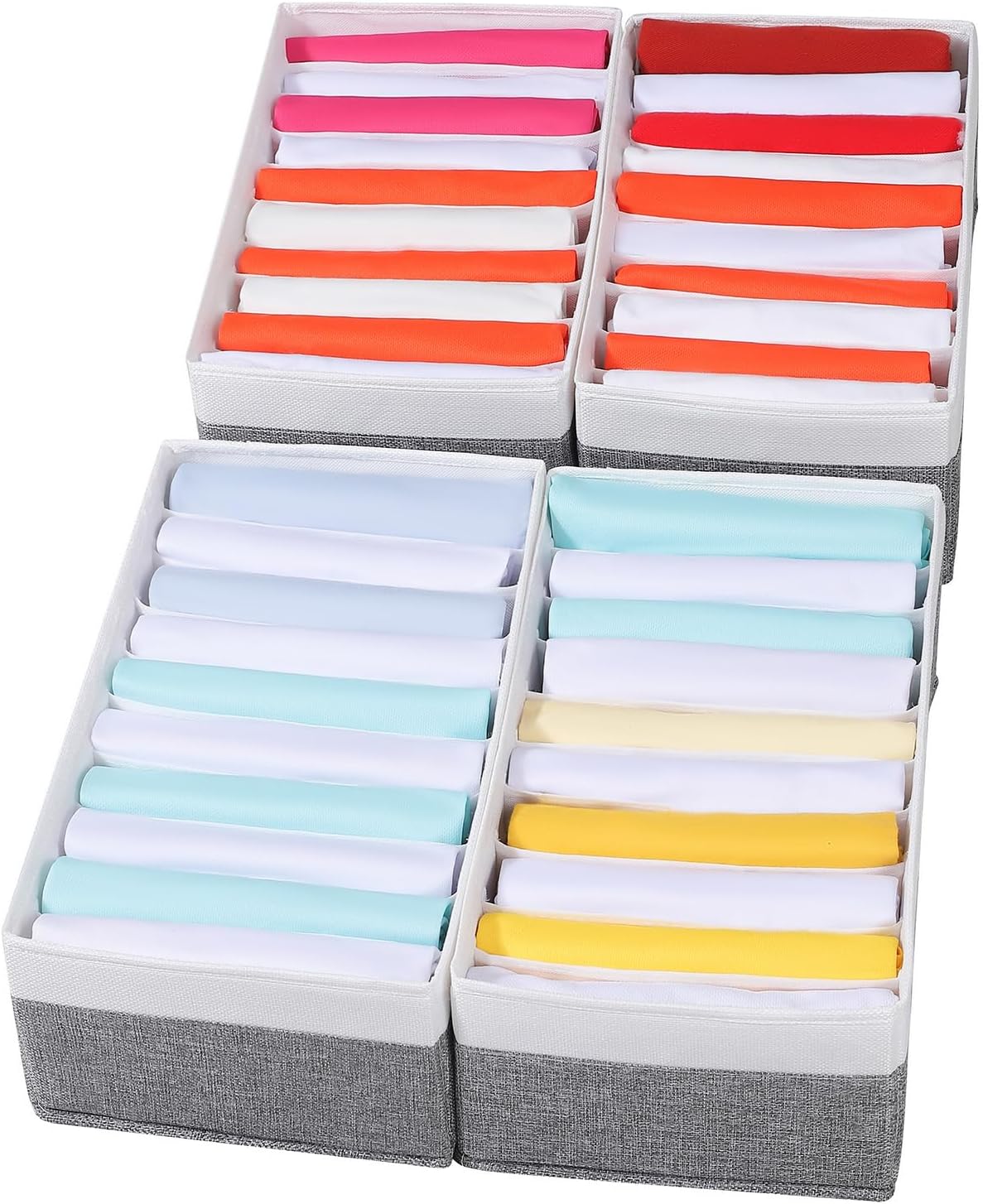 4 Packs T-shirt Drawer Organizers for Clothing,10 Grids Compartment Wardrobe Storage Box, Clothes
