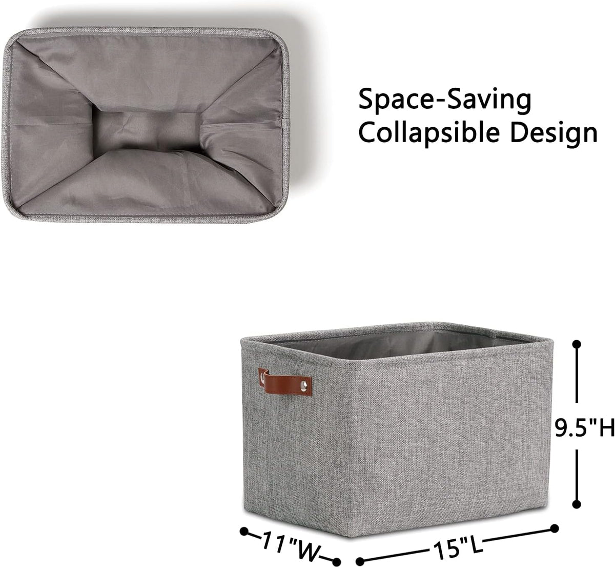 DULLEMELO Medium Storage Baskets for Organizing, Rectangular Fabric Storage Bins Collapsible