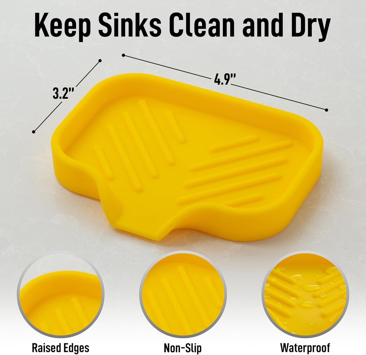 Zulay Kitchen Small Silicone Sponge Holder (4.9x3.3”) – Space-Saving Sink Organizer Tray for