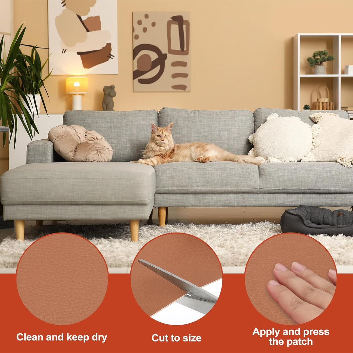 PATIKIL Leather Patches Tape for Furniture, 6.3 x 61 Inch Self Adhesive Vinyl Leather Repair Kit