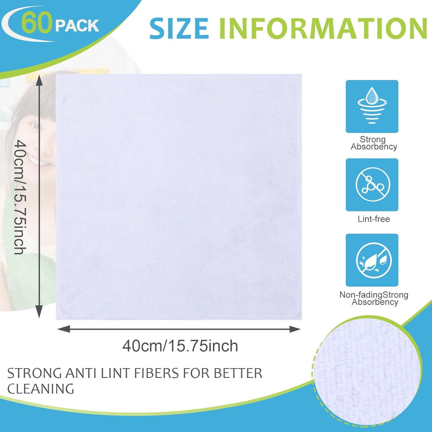 Nuenen Microfiber Cleaning Cloths for Cars 16 x 16 Inch Ultra Absorbent Car Towels Drying Reusable