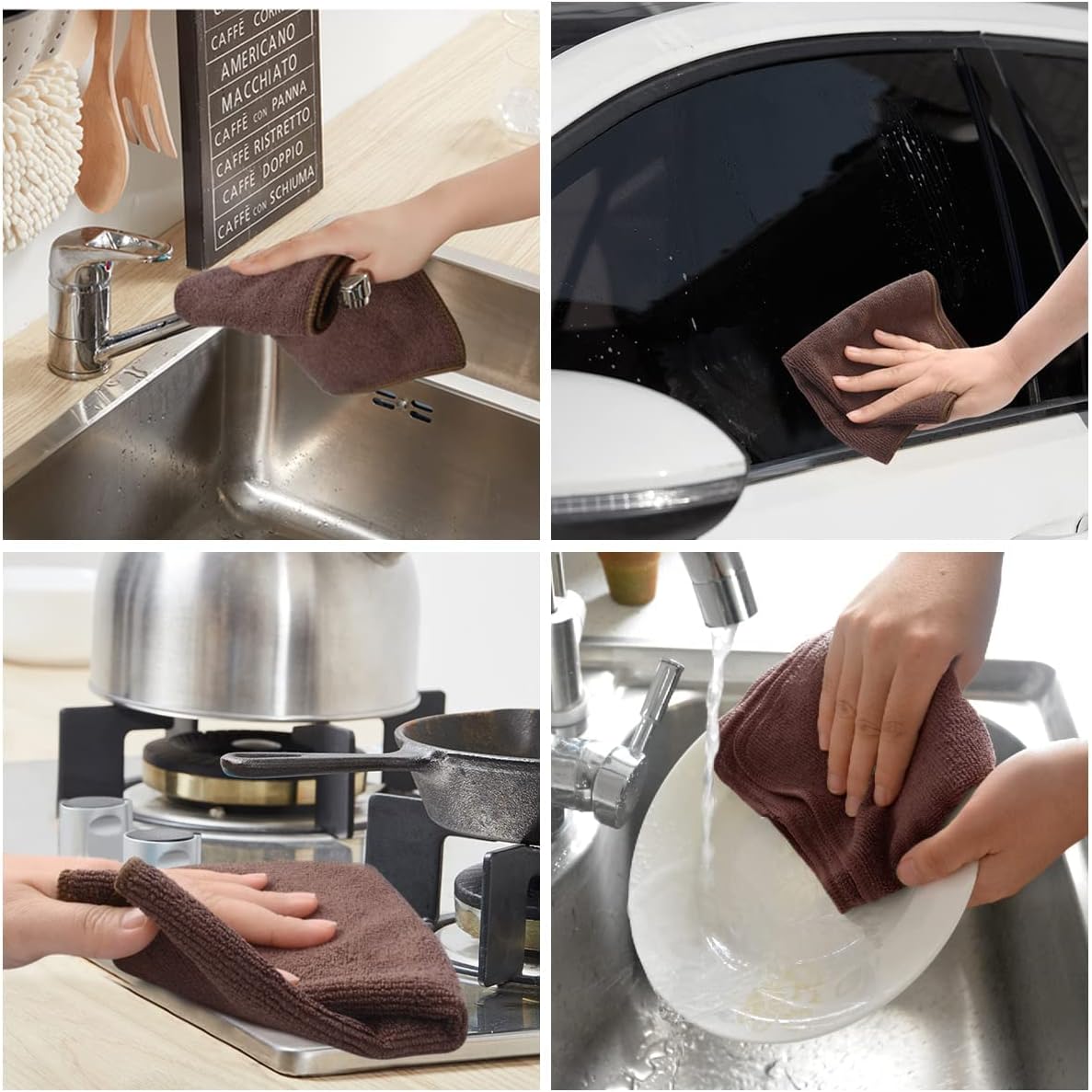 KinHwa Microfiber Dish Cloths for Washing Dishes Ultra Absorbent Dish Rags Fast Drying Kitchen Wash