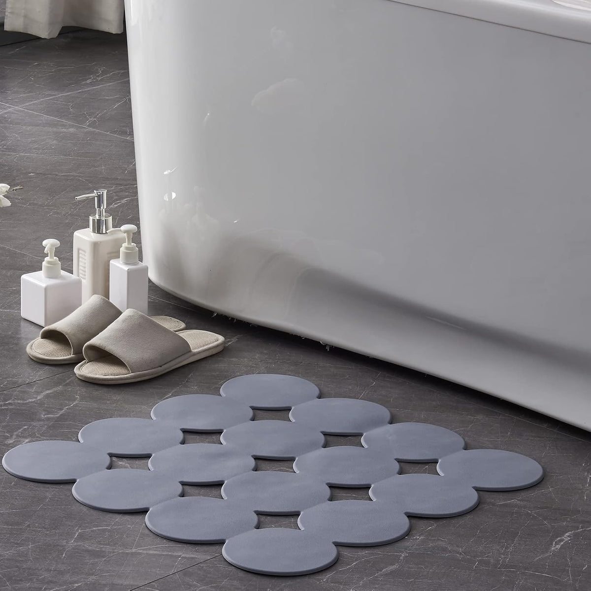Square Shower Mat Nonslip - Rubber Bathtub Mat with Suction Cups for Inside Shower Bathroom Floor