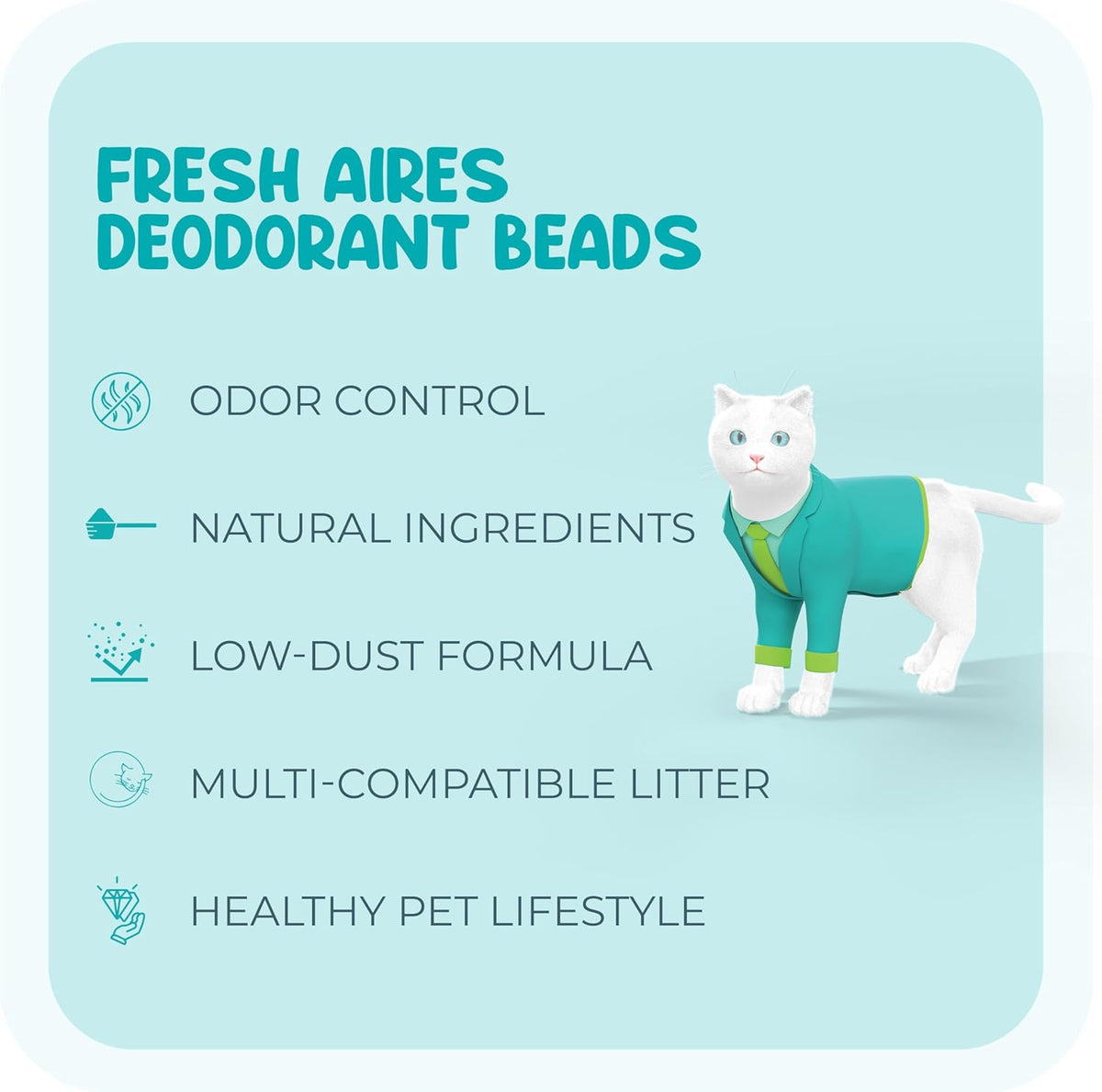 Cat Deodorant Beads | Green Apple Scent, Low-Dust & Non Toxic Litter Box, Superior Odor Control