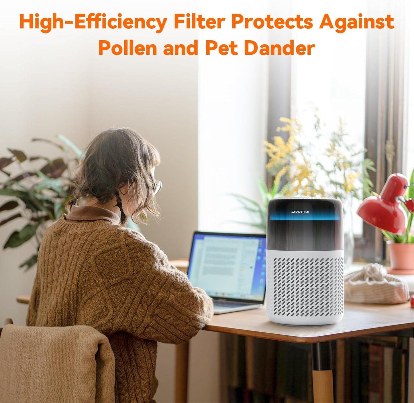 AIRROMI Air Purifier for Bedroom Home,HEPA Filter,Covers Upto 549 Ft²,Quiet 360°intake Air Cleaner