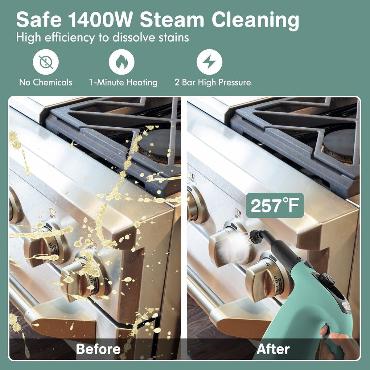 COSTWAY Handheld MultiPurpose Steam Cleaner with 17 Pieces, 350ml Large Capacity Steam Mop