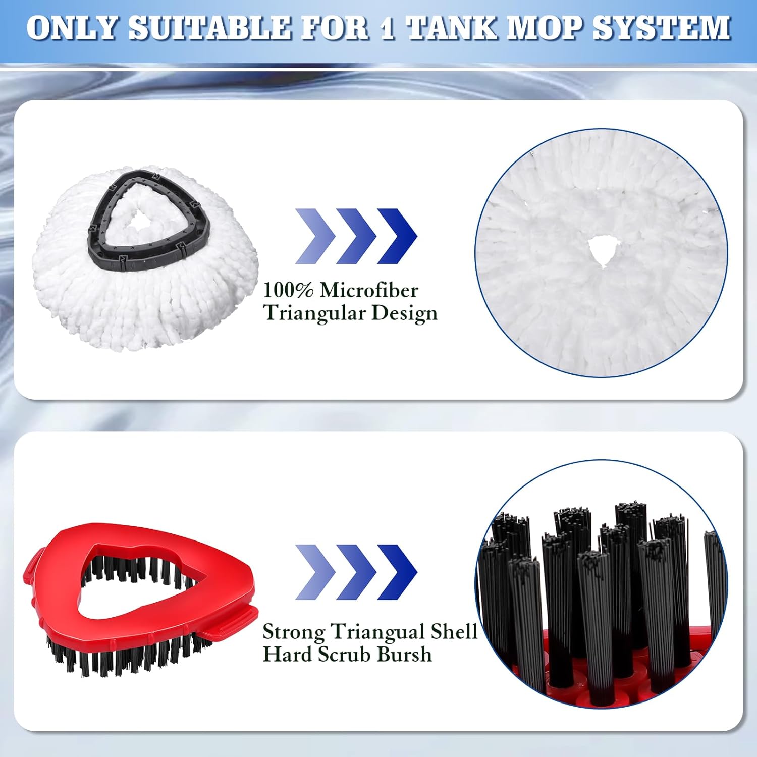 4 Pack Spin Mop Replacements Head Compatible with Oceda EasyWring 1-Tank System,Microfiber Spin Mop