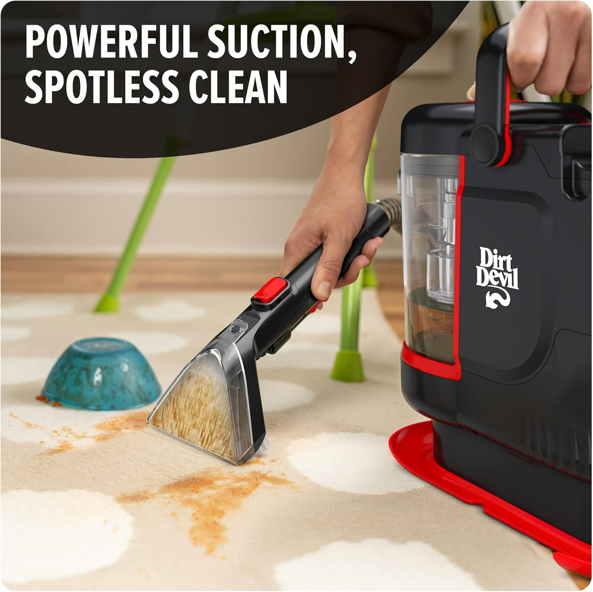 Dirt Devil Portable Spot Cleaner Machine for Carpet and Upholstery, Powerful Suction Spot Cleaning