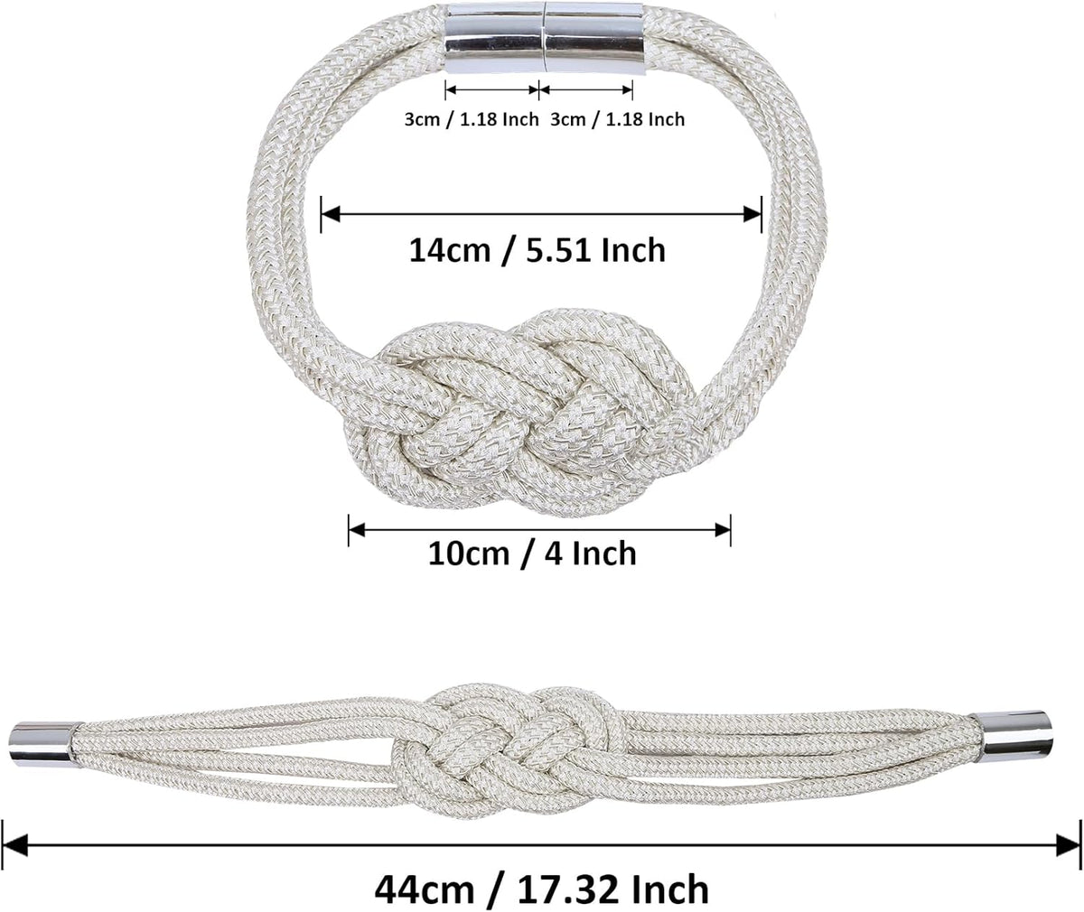 2 Pack Magnetic Curtain Tiebacks, Hand Weave Rope Knot Decorative Curtain Holdbacks for Home &