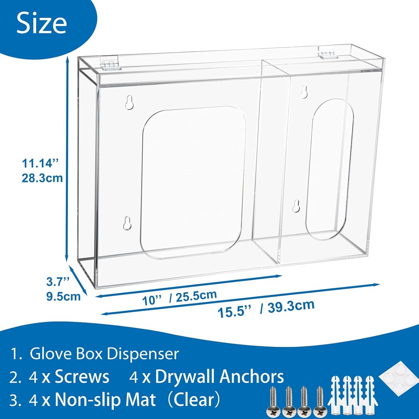 SEANADO Acrylic Disposable Glove Holder for Wall Mount or Tabletop , Clear Glove Box Organizer Rack
