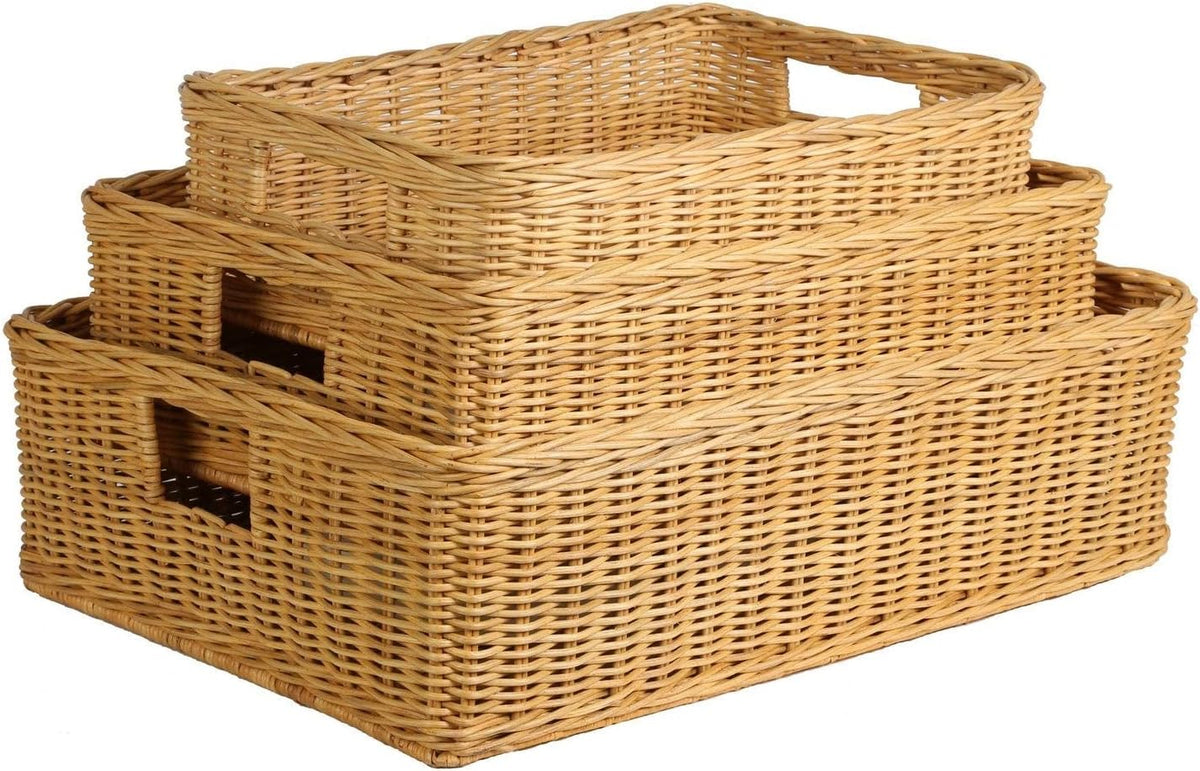 The Basket Lady Under The Bed/Basic Wicker Storage Basket, Medium, 20 in L x 14.5 in W x 6 in H