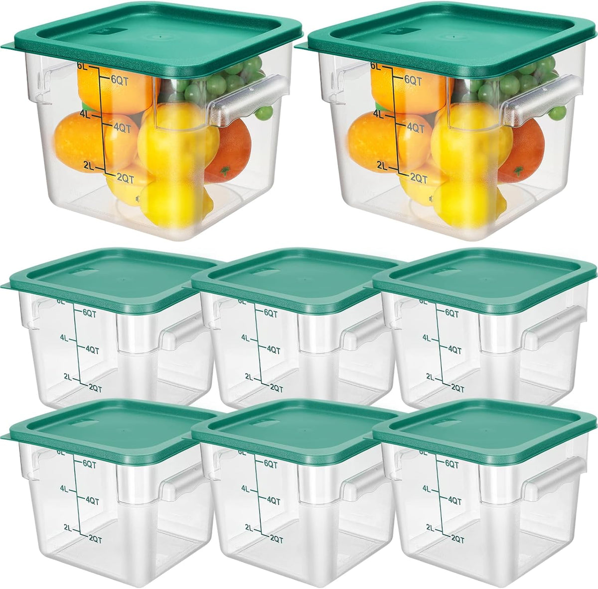 Lallisa 8 Pack 6 Qt Commercial Food Storage Containers with Lids Square Food Storage Container