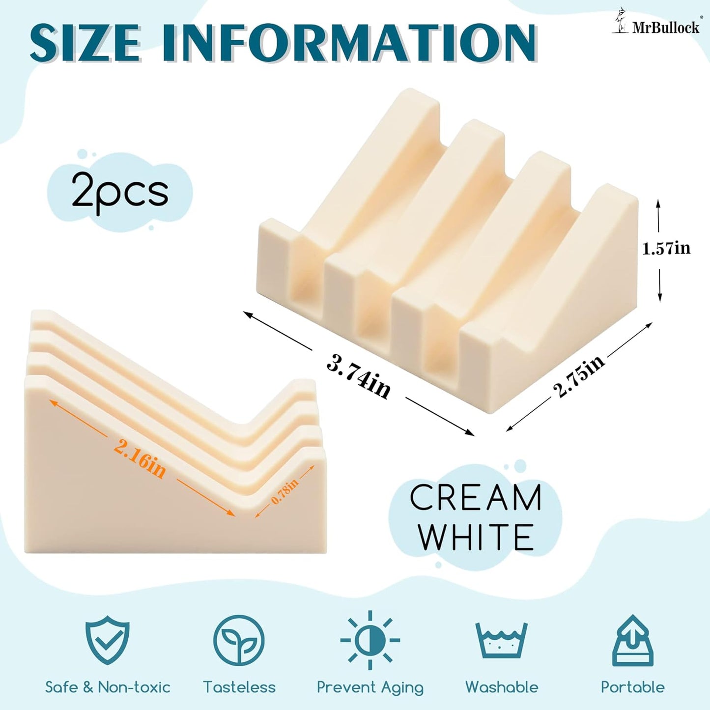 Silicone Soap Dish for Bar Soap Holder for Shower Bathroom Self Draining Waterfall Drying Tray Keep