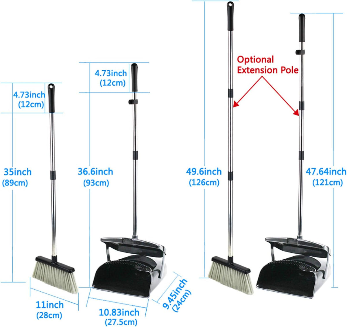 Broom and Dustpan Commercial Long Handle Sweep Set and Lobby Broom Upright Grips Sweep Set with
