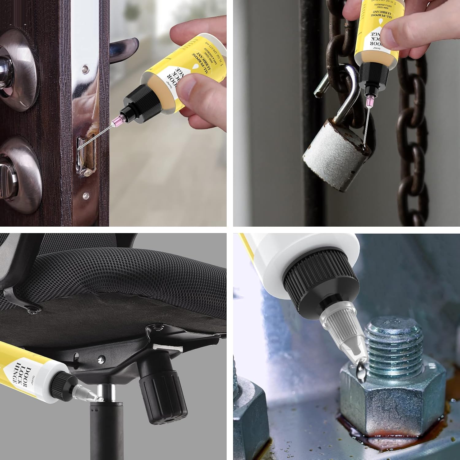 Qucship Upgraded Squeaky Hinge & Lock Lubricant Kit - 4 oz + 1 oz Needle Combo, Long-Lasting for
