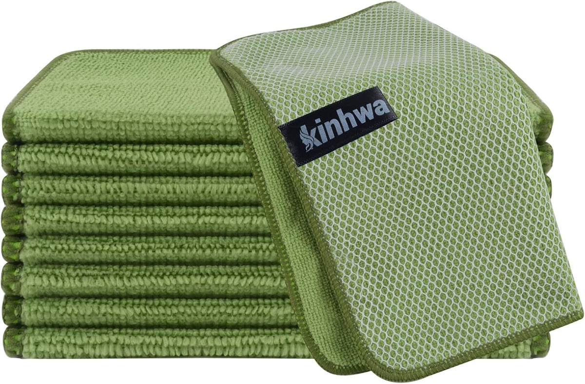 KinHwa Kitchen Washcloths for Dishes Absorbent Microfiber Dish Cloths Quick Dry Dish Rags with Poly