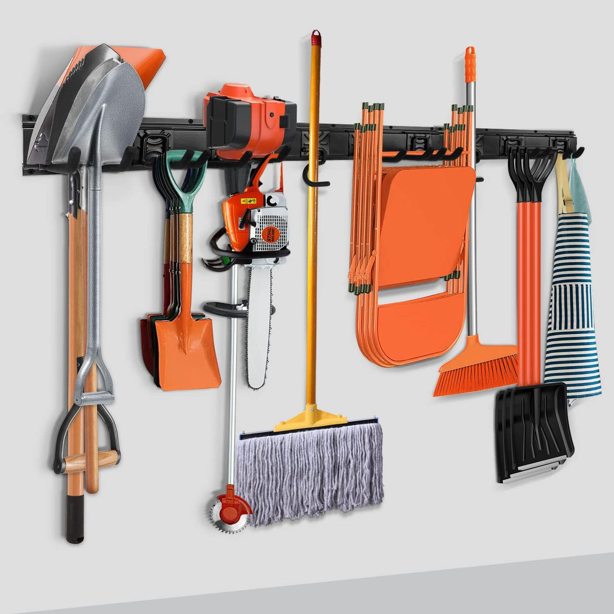 Garage Garden Tool Storage Rack Organizer Wall Mount, Yard Shovel Rack Holder Organization