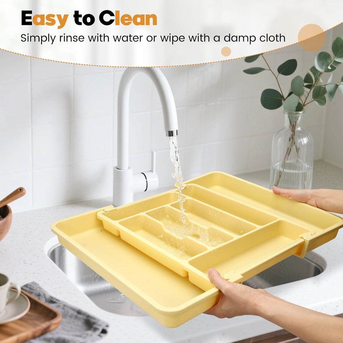 Caperci Large Silverware Organizer for Kitchen Drawer & Utensils - Expandable Drawer Organizer for