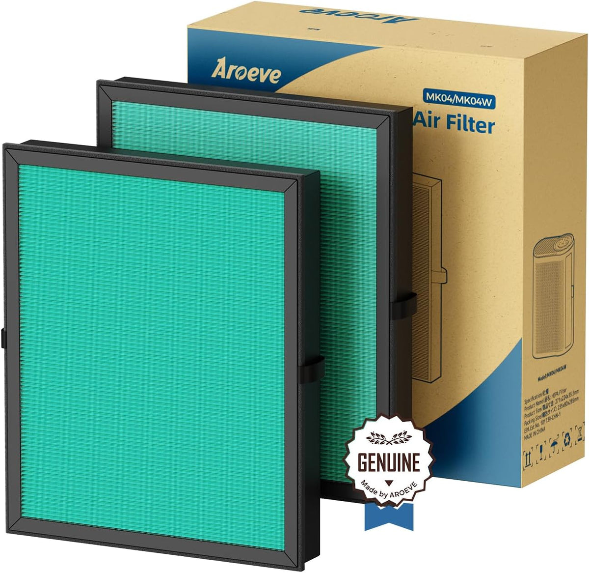 AROEVE MK04 Air Filter Replacement 4-in-1 Filter for Pollen Pet Dander Hair- Pet Dander Version(2