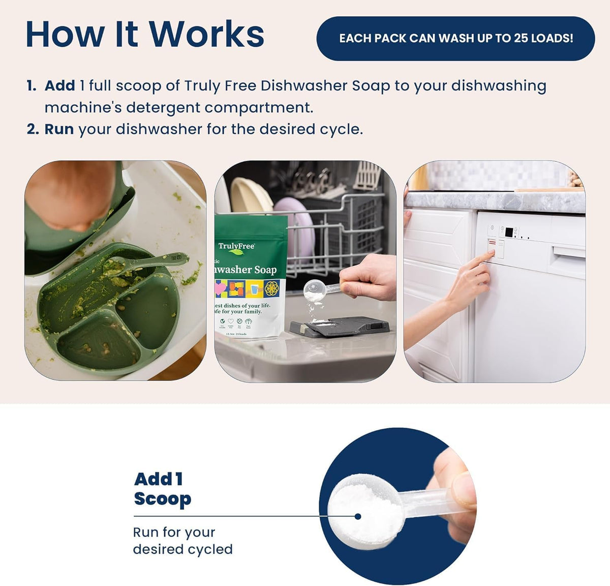 Truly Free Dishwasher Detergent Powder | Natural Dish Detergent, Dishwasher Soap | Plastic Free