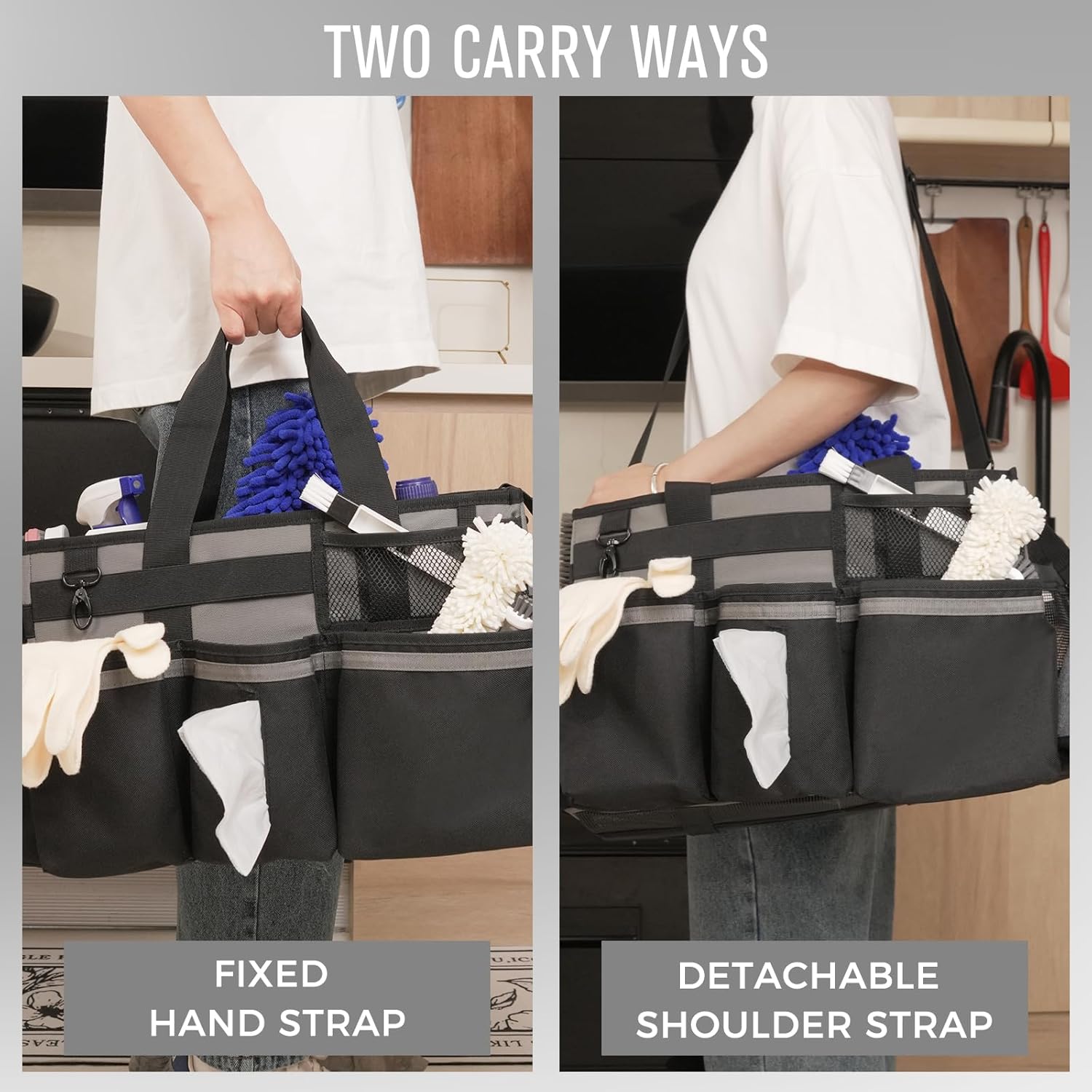 Wearable Cleaning Caddy, Cleaning Caddy Supplies Organizer with Handle & Shoulder Straps for