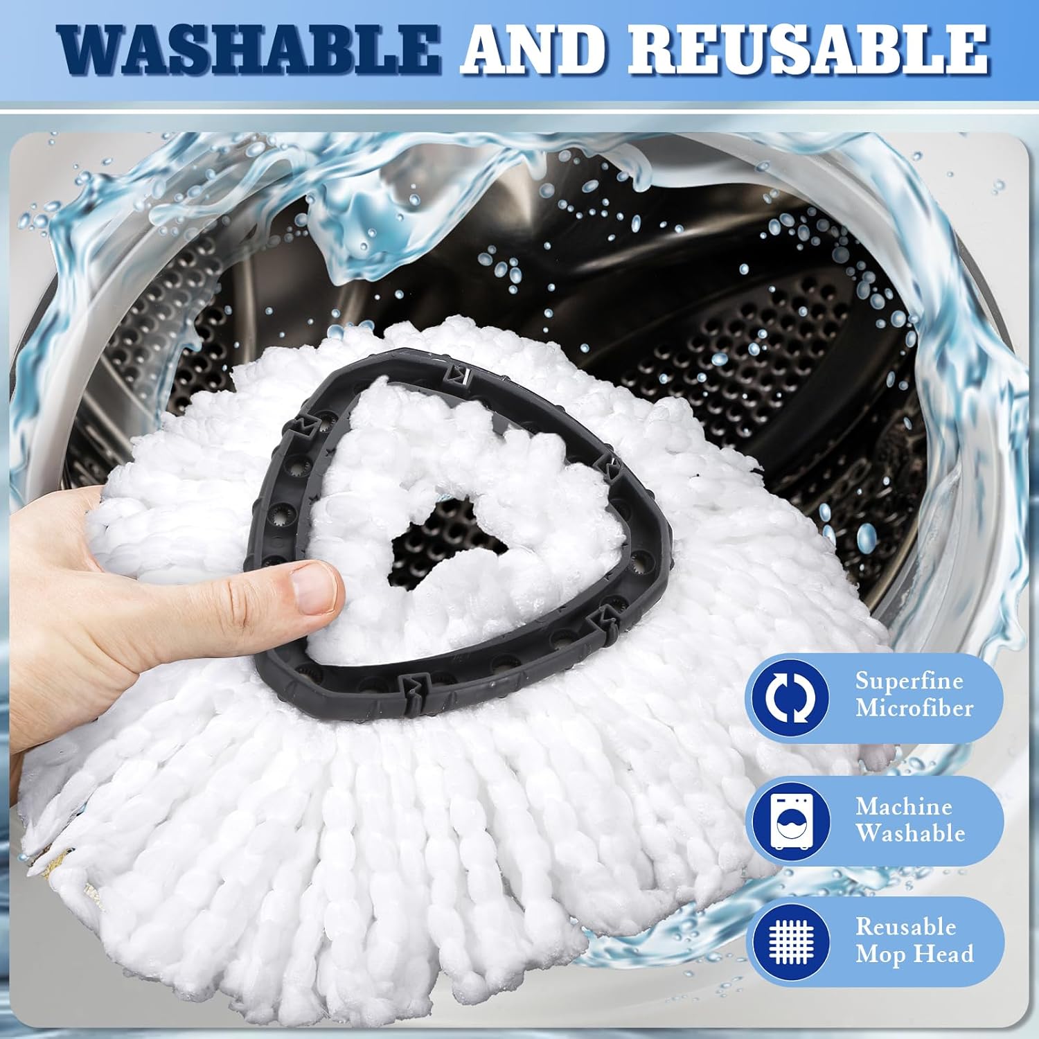 4 Pack Spin Mop Replacements Head Compatible with Oceda EasyWring 1-Tank System,Microfiber Spin Mop