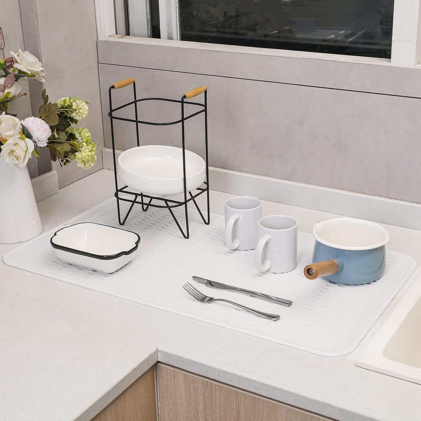 Silicone Dish Drying Mat for Multiple Usage,Easy clean,Eco-friendly,Heat-resistant Silicone Mat for