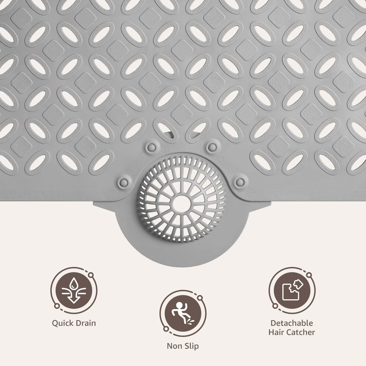 OTHWAY Bath Mat for Tub Non Slip: 39" X 17" Long Bathtub Mat with Hair Catcher│Big Drain Holes