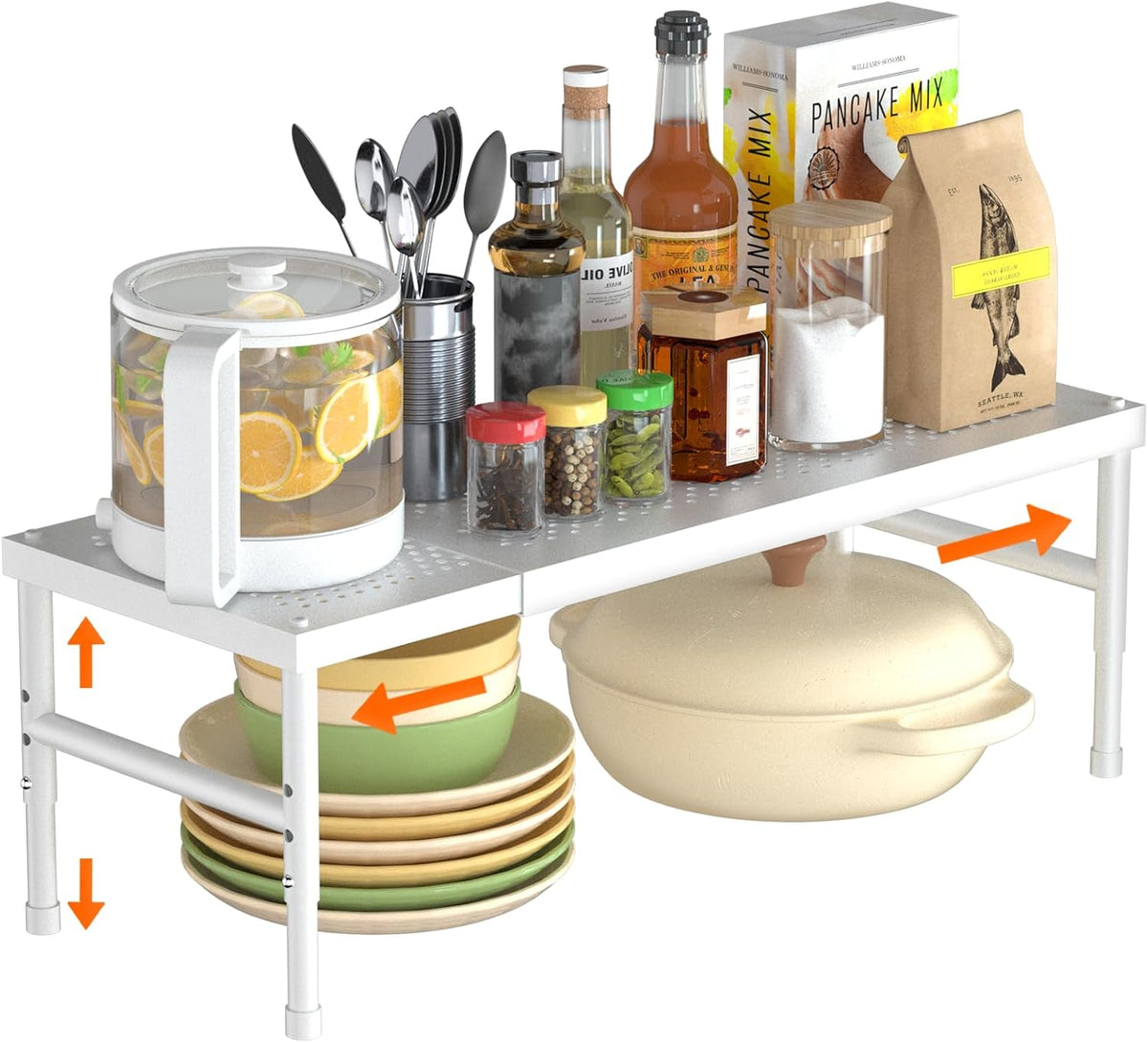 Expandable adjustable stackable kitchen organizer,Spice Racks,Counter Shelf for Cabinets,Small