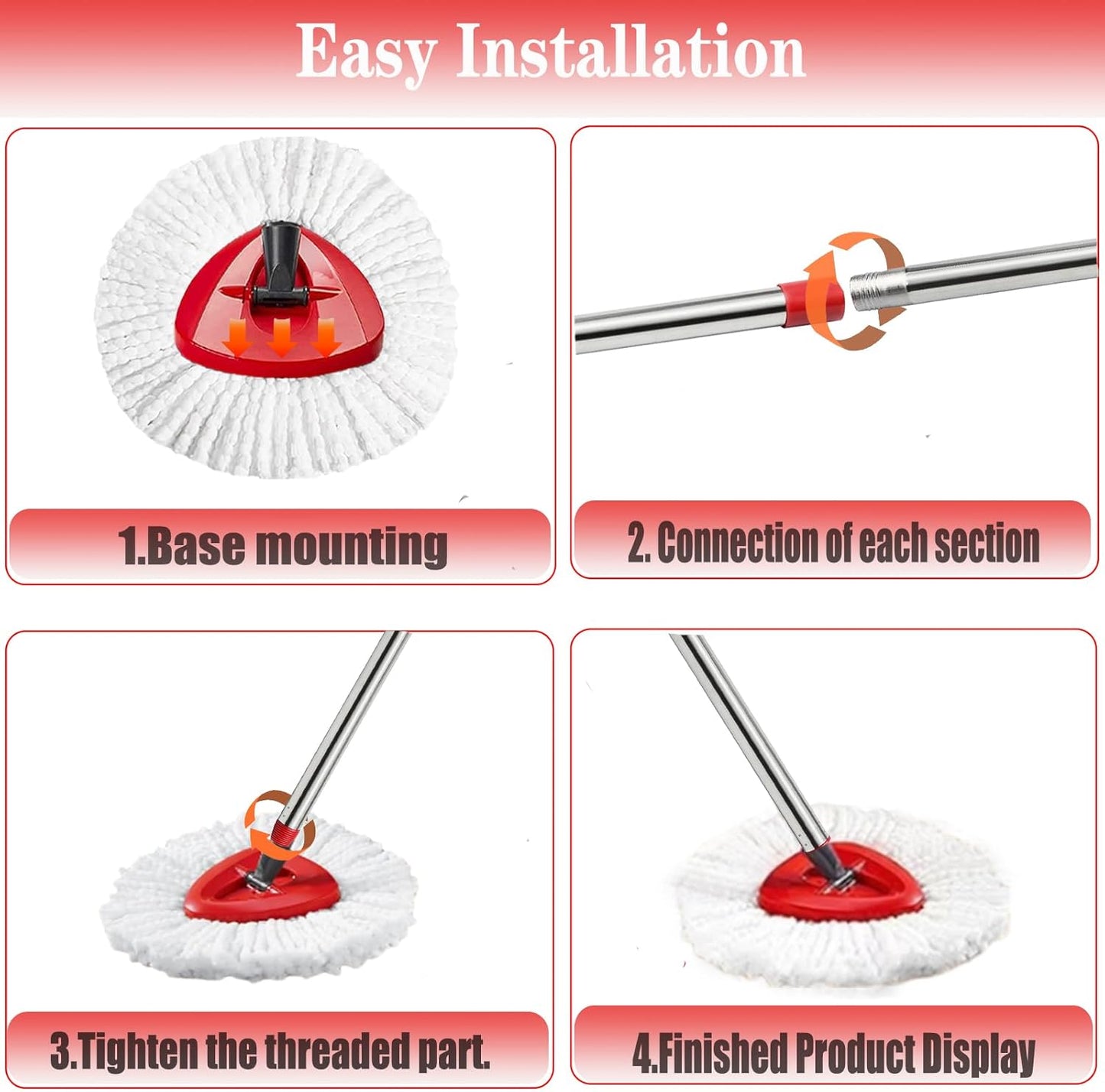 Spin Mop Replacement Head Mop Replace Head Compatible with O Cedar EasyWring Spin Mop - 4 O-Ceda