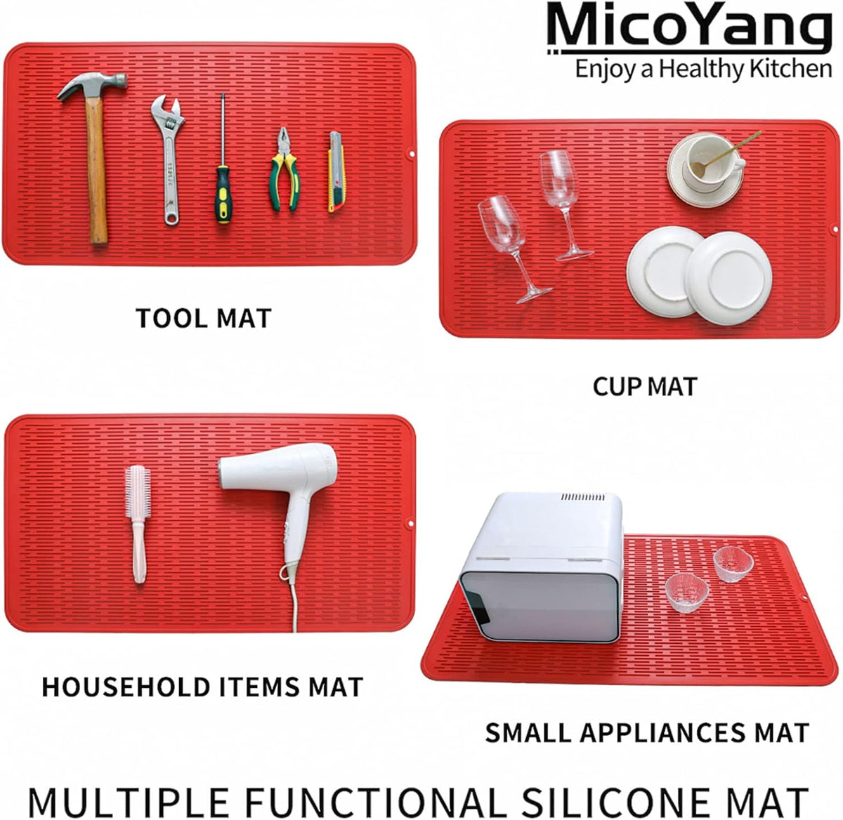 Silicone Dish Drying Mat for Multiple Usage,Easy clean,Eco-friendly,Heat-resistant Silicone Mat for