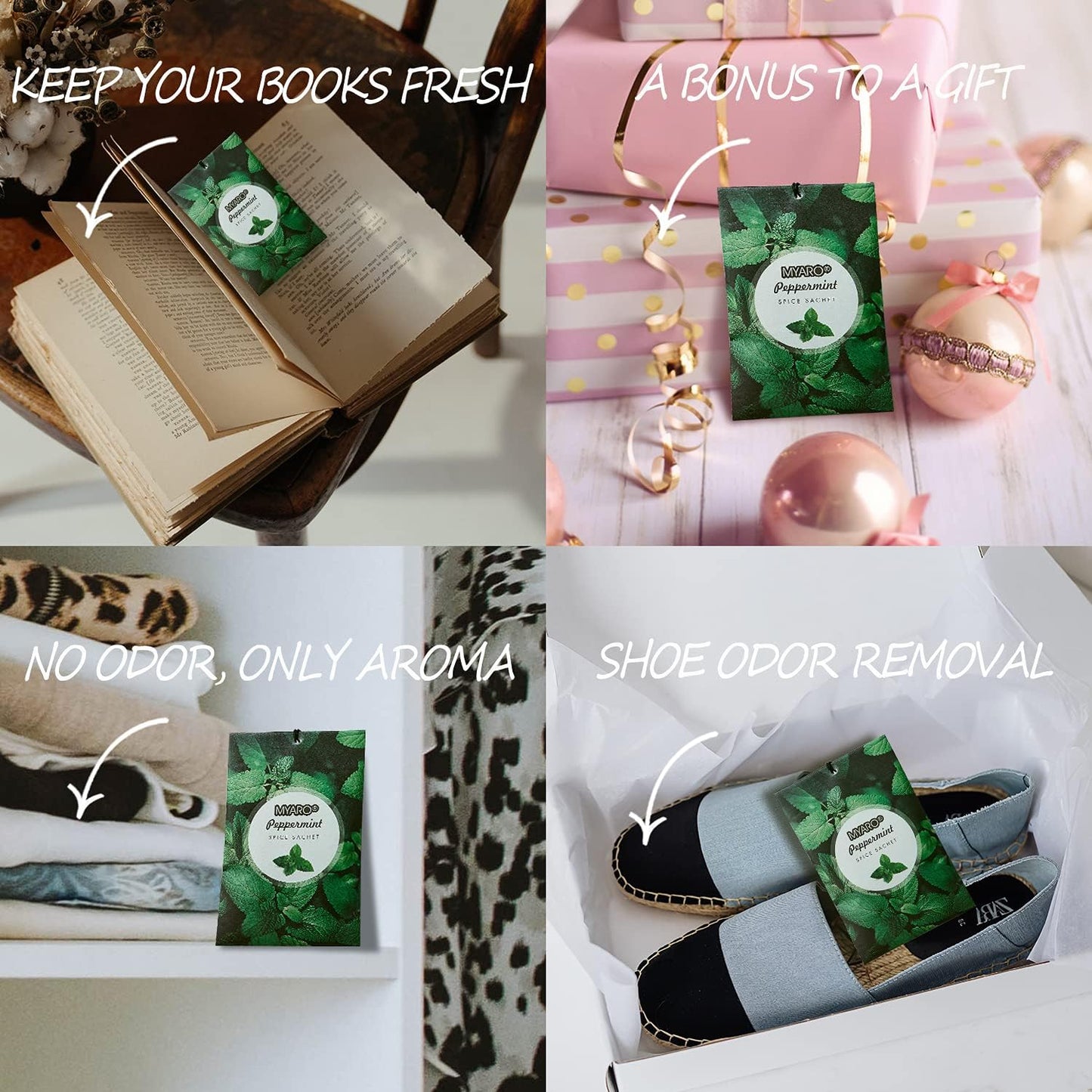 MYARO 12 Packs Peppermint Potpourri Bags Sachets for Drawer and Closet, Long-Lasting Drawer