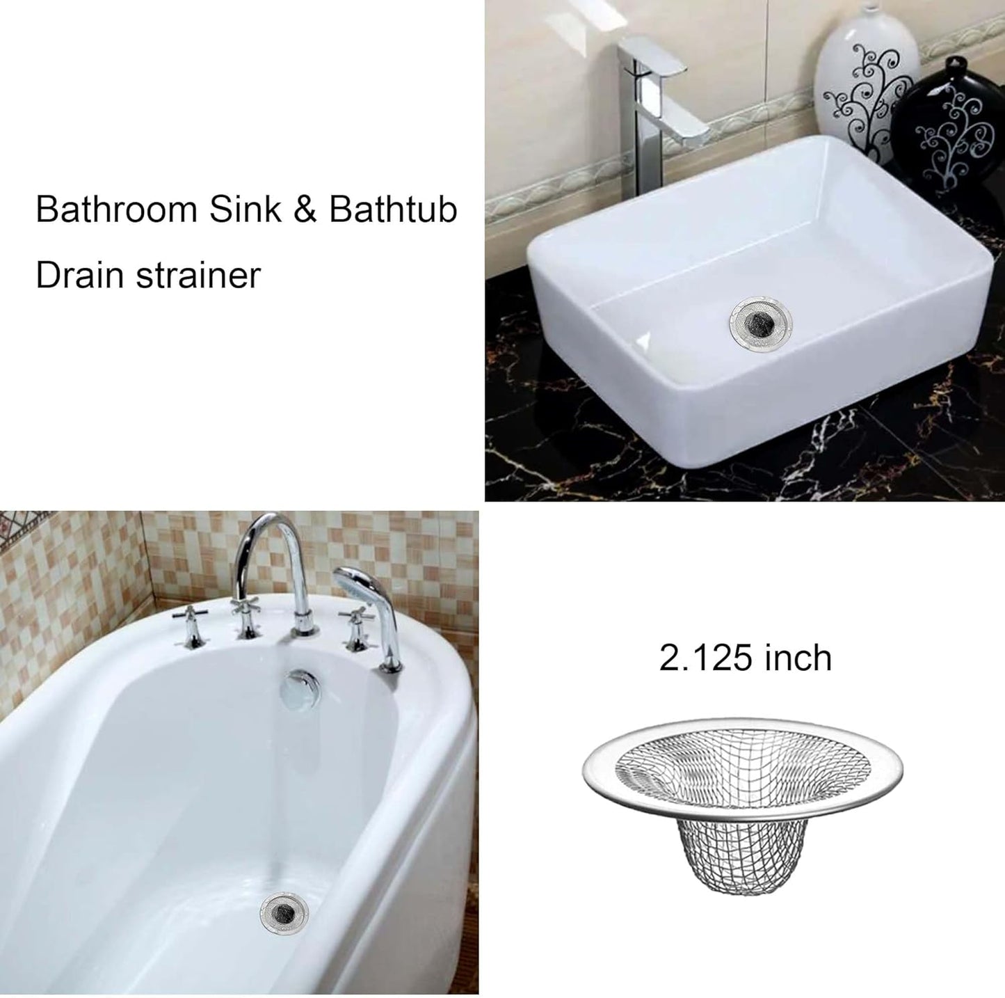 10PCS Mesh Sink Drain Strainer Hair Catcher, 2.125'' Stainless Steel Slop Basket Filter Trap