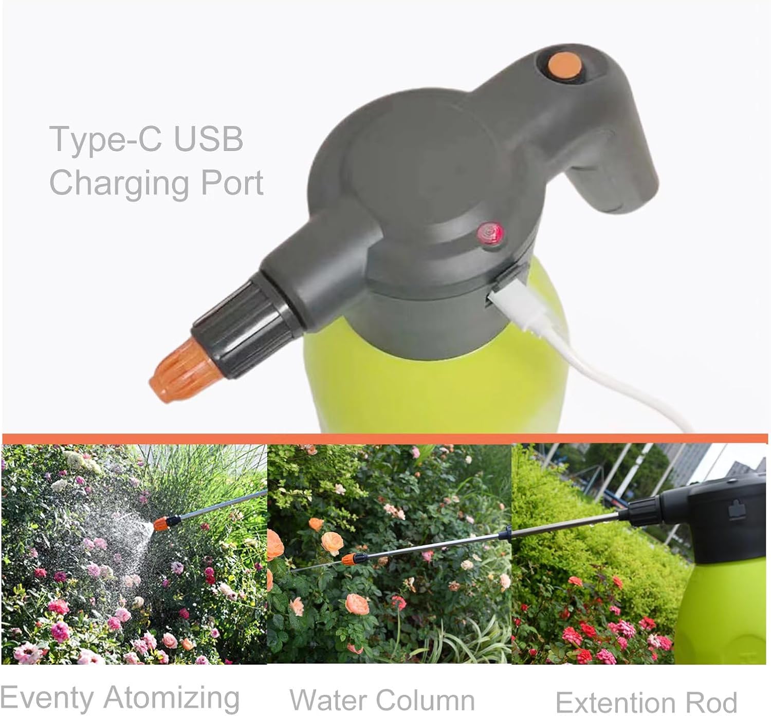 0.5 Gallon Electric Spray Bottle - Garden Sprayer & Plant Mister with Adjustable Nozzles